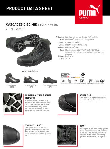 Puma Cascades Disc Mid S3 CI HI HRO SRC munkavédelmi bakancs