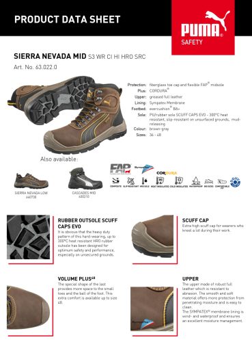 Puma Sierra Nevada Mid S7S FO CI HI HRO SR munkavédelmi bakancs