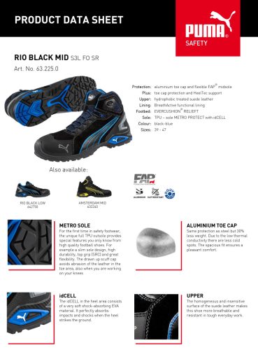 Puma Rio Black Mid S3L FO SR munkavédelmi bakancs