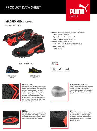Puma Madrid S1PL FO SR munkavédelmi bakancs