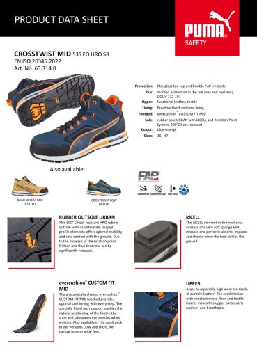 Puma Crosstwist Mid S3S FO HRO SR munkavédelmi bakancs