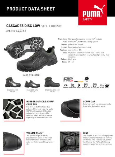 Puma Cascades Disc Low S3S FO CI HI HRO SR munkavédelmi cipő