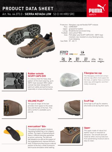 Puma Sierra Nevada Low S3S FO CI HI HRO SR munkavédelmi cipő