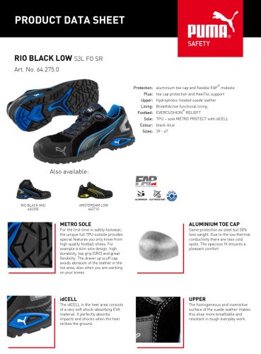 Puma Rio Black Low S3L FO SR munkavédelmi cipő
