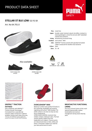 Puma Stellar ST BLK Low O2 FO SR munkavédelmi cipő