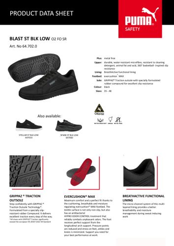 Puma Blast ST BLK Low O2 FO SR munkavédelmi cipő