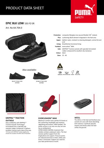 Puma Epic BLK Low S3S ESD FO HRO SR munkavédelmi cipő